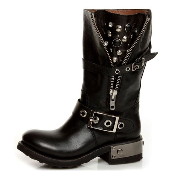 ZIGI girl Shoes - Zigi Girl Tangle Black Leather Motorcycle Boots - Size 7